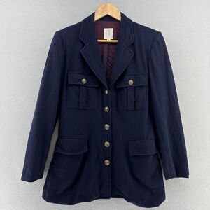 90s Clifford & Wills‎ CW Navy Blue Wool Button Up Military Blazer Women’s 10 VTG